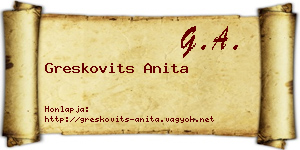 Greskovits Anita névjegykártya